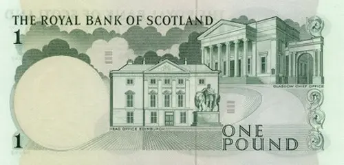 Scottish 1 Pound Royal Bank of Scotland Banknote Front Issued 1967 Accepted For Exchange