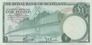 Scottish 1 Pound Royal Bank of Scotland Banknote Front Issued 1969 Accepted For Exchange
