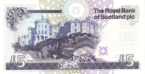 Scottish 5 Pound Bank of Scotland plc Banknote Front Issued 2005 Accepted For Exchange