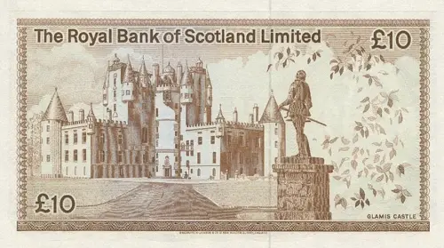 Scottish 10 Pound Royal Bank of Scotland Banknote Front Issued 1982 Accepted For Exchange