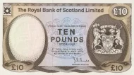 Scottish 10 Pound Royal Bank of Scotland Banknote Front Issued 1982 Accepted For Exchange
