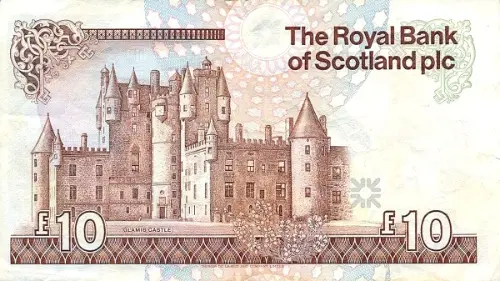 Scottish 10 Pound Bank of Scotland plc Banknote Front Issued 1996 Accepted For Exchange