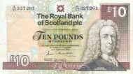 Scottish 10 Pound Bank of Scotland plc Banknote Front Issued 1996 Accepted For Exchange