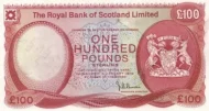 Scottish 100 Pound Royal Bank of Scotland Banknote Front Issued 1982 Accepted For Exchange