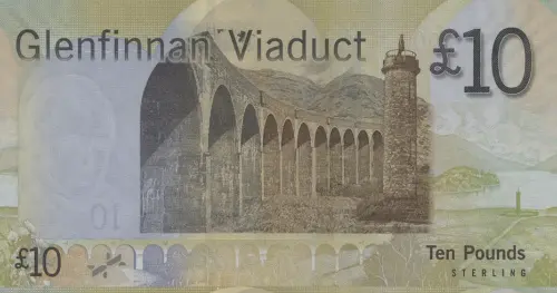 Scottish 10 Pound Bank of Scotland Banknote Front Issued 2016 Accepted For Exchange