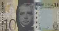 Scottish 10 Pound Bank of Scotland Banknote Front Issued 2016 Accepted For Exchange
