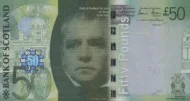 Scottish 50 Pound Bank of Scotland Banknote Front Issued 2007 Accepted For Exchange