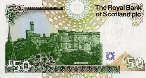 Scottish 50 Pound Royal Bank of Scotland Banknote Front Issued 2005