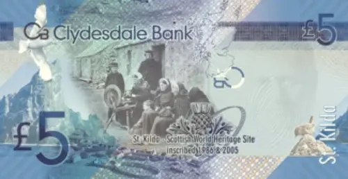Scottish 5 Pound Clydesdale Bank Banknote Front Issued 2009 Accepted For Exchange