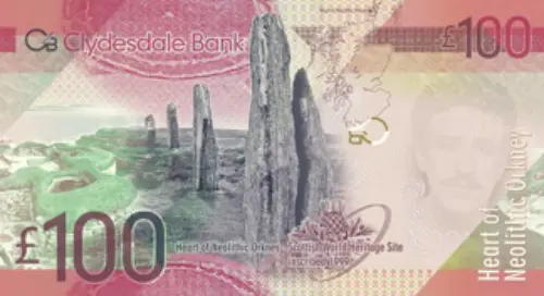 Scottish 100 Pound Clydesdale Bank Banknote Front Issued 2009 Accepted For Exchange