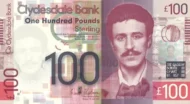 Scottish 100 Pound Clydesdale Bank Banknote Front Issued 2009 Accepted For Exchange