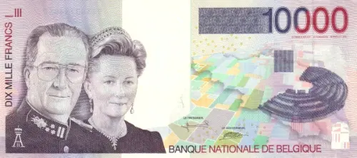 Belgian 10000 Franc Banknote (King Albert And Queen Paola) Obverse Issued 1997 accepted for exchange