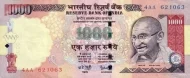 1000 Indian Rupee Banknote Issued 2005 Front Accepted For Exchange