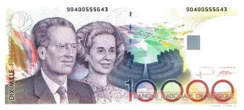 Belgian 10000 Franc Banknote (King Baudouin And Queen Fabiola) Obverse Issued 1992 accepted for exchange