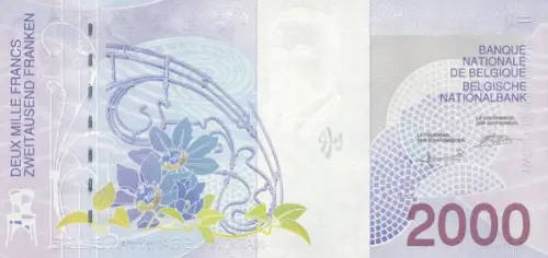 Belgian 2000 Franc Banknote (Victor Horta) Front Issued 1997 accepted for exchange