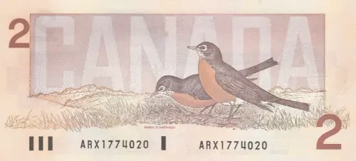 Canadian 2 Dollar Bill Banknote Front Issued 1986 Accepted For Exchange