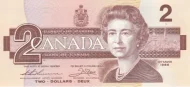 Canadian 2 Dollar Bill Banknote Front Issued 1986 Accepted For Exchange