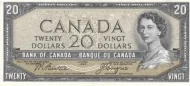Canadian 20 Dollar Bill Banknote Front Issued 1954 Accepted for Exchange