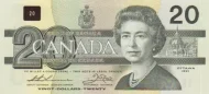 Canadian 20 Dollar Bill Banknote Front Issued 1991 Accepted For Exchange