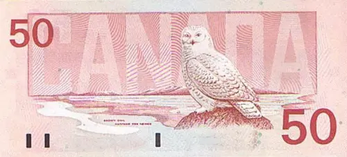 Canadian 50 Dollar Bill Banknote Front Issued 1988 Accepted For Exchange