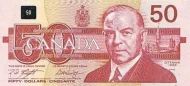 Canadian 50 Dollar Bill Banknote Front Issued 1988 Accepted For Exchange