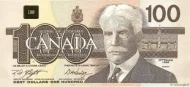 100 Canadian Dollar Banknote Front Issued 1988 Accepted For Exchange