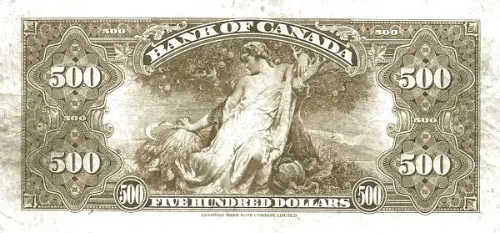 500 Canadian Dollar Banknote Front Issued 1935 Accepted For Exchange