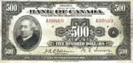 500 Canadian Dollar Banknote Front Issued 1935 Accepted For Exchange