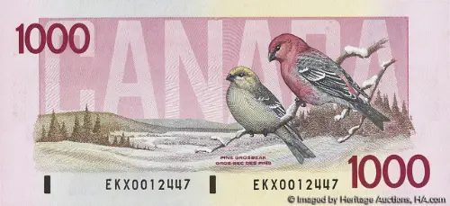 1000 Canadian Dollar Banknote Front Issued 1988 Accepted For Exchange