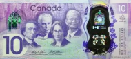 Canadian 10 Dollar Bill Polymer Banknote (Confederation Issue) Front Issued 2017