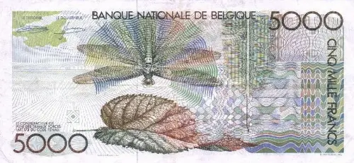 Belgian 5000 Franc Banknote (Guido Gezelle Front Issued 1982 accepted for exchange