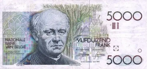 Belgian 5000 Franc Banknote (Guido Gezelle Front Issued 1982 accepted for exchange
