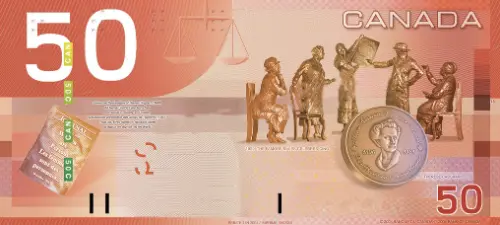 Canadian 50 Dollar Bill Banknote Front Issued 2004 Accepted for Exchange