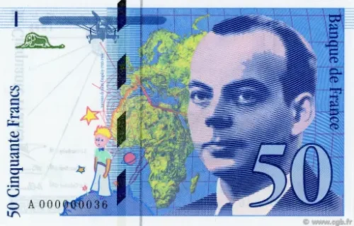 50 French Francs (Antoine de Saint) First Issued 1993 Front Accepted For Exchange