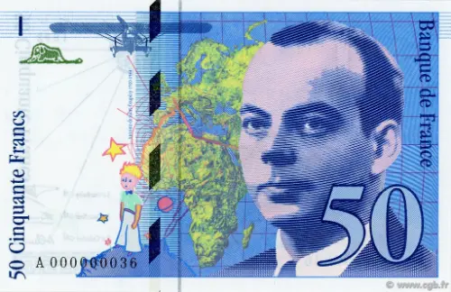 50 French Francs (Antoine de Saint) First Issued 1993 Front Accepted For Exchange