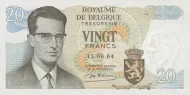 Belgian 20 Franc Treasury Banknote (Boudouin I) Front Issued 1964 accepted for exchange