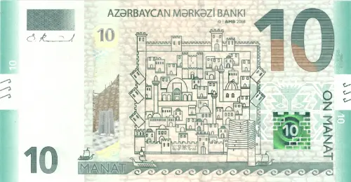 10 Azerbaijani Manat Banknote First Issued 2018 Front Accepted For Exchange