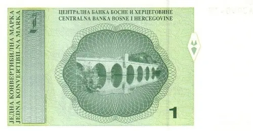 1 Bosnia And Herzegovina Konvertible Mark Banknote (Republika Srpska version) First Issued 1998 Front Accepted For Exchange