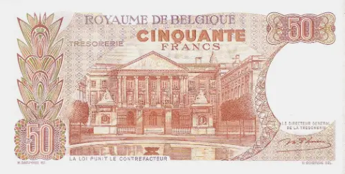 Belgian 50 Franc Treasury Banknote (Royal Couple) Front Issued 1966 accepted for exchange