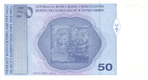 50 Bosnia And Herzegovina Konvertible Mark Banknote First Issued 1998 Front Accepted For Exchange