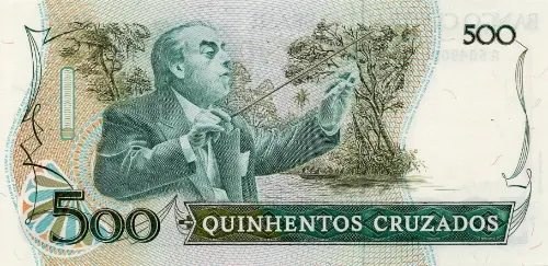 500 Brazilian Cruzados Banknote (Heitor Villa-Lobos) First Issued 1986 Front Accepted For Exchange