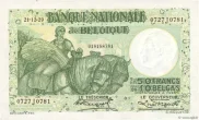 Belgian 50 Franc Treasury Banknote (Anto-Carte) Front Issued 1928 accepted for exchange
