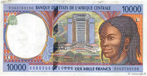 10000 Francs Banknote Central African CFA (1994-2002 issue) First Issued 1994 Front Accepted For Exchange