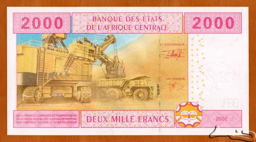 2000 Francs Banknote Central African CFA First Issued 2002 Front Accepted For Exchange