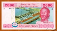 2000 Francs Banknote Central African CFA First Issued 2002 Front Accepted For Exchange