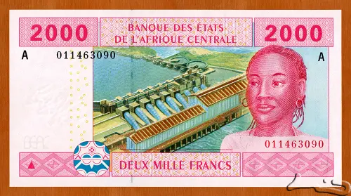 2000 Francs Banknote Central African CFA First Issued 2002 Front Accepted For Exchange