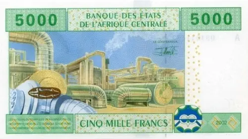 5000 Francs Banknote Central African CFA First Issued 2002 Front Accepted For Exchange