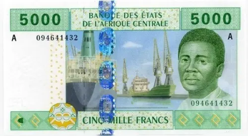 5000 Francs Banknote Central African CFA First Issued 2002 Front Accepted For Exchange