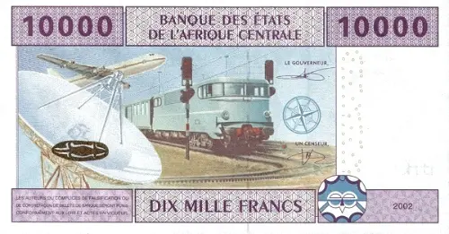 10000 Francs Banknote Central African CFA First Issued 2002 Front Accepted For Exchange