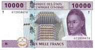 10000 Francs Banknote Central African CFA First Issued 2002 Front Accepted For Exchange
